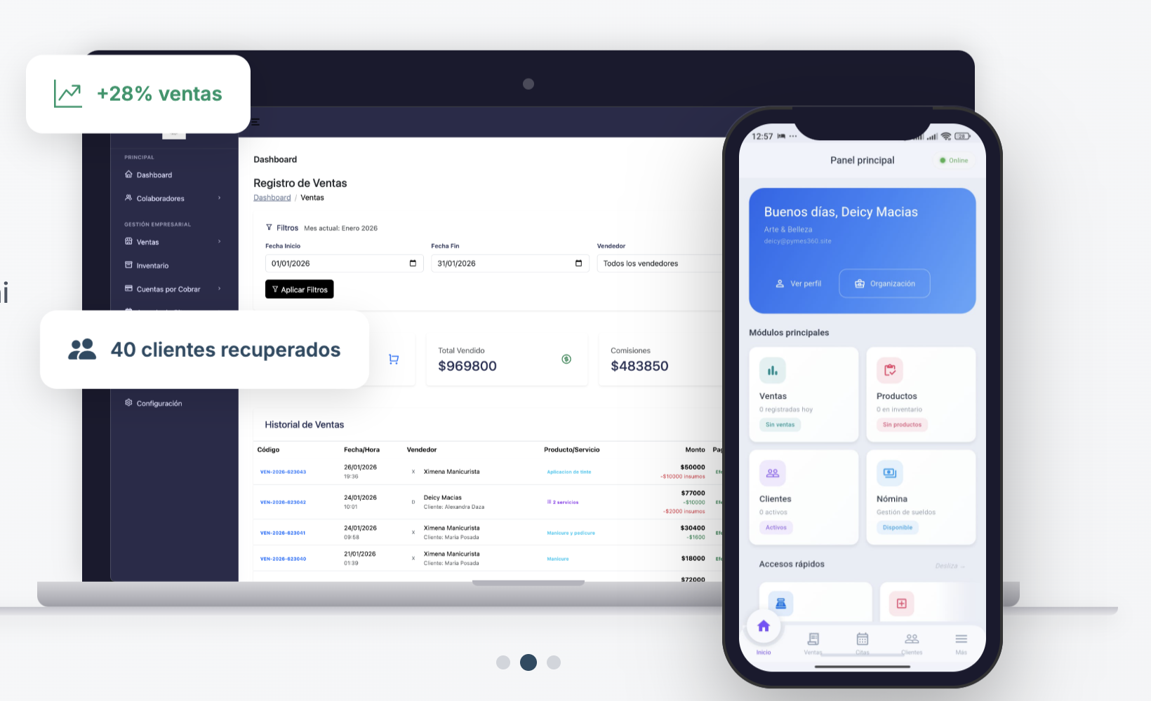 Interfaz del software Pymes360